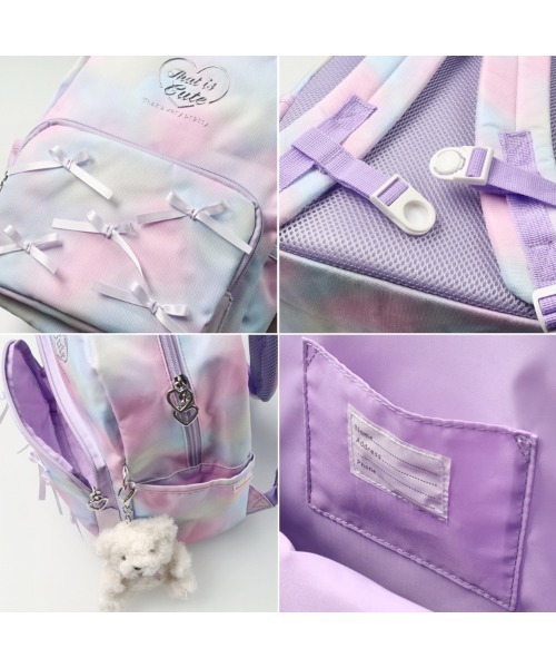 Kids Foret（キッズフォーレ）の「くまマスコット付リュック（バックパック/リュック・キッズ・ラベンダー/ブラック・L/M）」の9枚目の写真