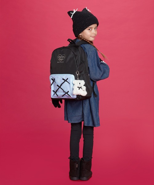 Kids Foret（キッズフォーレ）の「くまマスコット付リュック（バックパック/リュック・キッズ・ラベンダー/ブラック・L/M）」の16枚目の写真