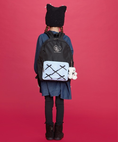 Kids Foret（キッズフォーレ）の「くまマスコット付リュック（バックパック/リュック・キッズ・ラベンダー/ブラック・L/M）」の17枚目の写真