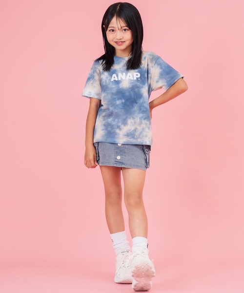 ANAP kids（アナップキッズ）の「カーゴ デニム ミニスカパン【ジュニアお揃い】（スカート・キッズ・ライトブルー/ブラック・110cm/120cm/130cm）」の10枚目の写真