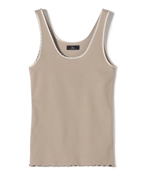 SHIPS（シップス）の「SHIPS Primary Navy Label:サテン パイピング リブ タンクトップ（タンクトップ・レディース・ベージュ/オフホワイト/ブラック・ONE SIZE）」の3枚目の写真