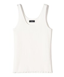 SHIPS Primary Navy Label:サテン パイピング リブ タンクトップ