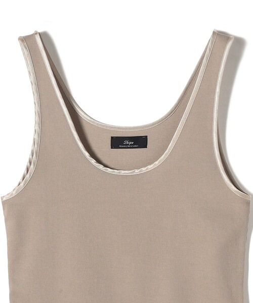 SHIPS（シップス）の「SHIPS Primary Navy Label:サテン パイピング リブ タンクトップ（タンクトップ・レディース・ベージュ/オフホワイト/ブラック・ONE SIZE）」の7枚目の写真