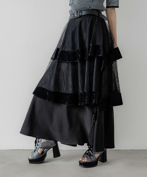 HARE（ハレ）の「コンビネーションイソザイアシメフリルスカート(HARE)（スカート・レディース・ネイビー/ブラック・FREE）」の7枚目の写真