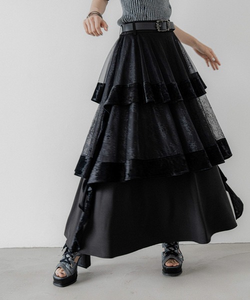 HARE（ハレ）の「コンビネーションイソザイアシメフリルスカート(HARE)（スカート・レディース・ネイビー/ブラック・FREE）」の12枚目の写真