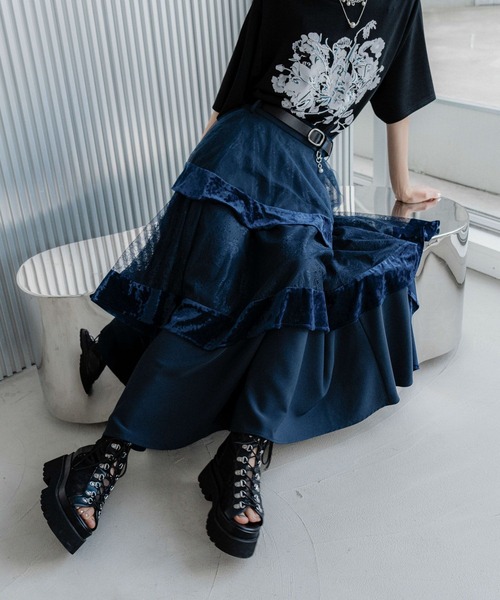 HARE（ハレ）の「コンビネーションイソザイアシメフリルスカート(HARE)（スカート・レディース・ネイビー/ブラック・FREE）」の15枚目の写真