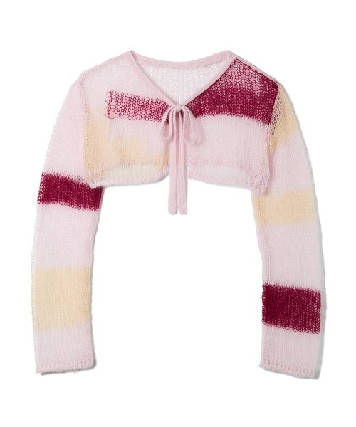 soduk（スドーク）の「patchwork short knit cardigan（カーディガン/ボレロ・レディース・ネイビー/ピンク・ONE SIZE）」の14枚目の写真