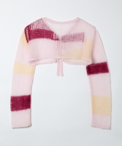 soduk（スドーク）の「patchwork short knit cardigan（カーディガン/ボレロ・レディース・ネイビー/ピンク・ONE SIZE）」の15枚目の写真