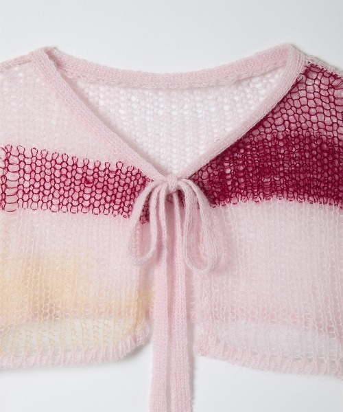 soduk（スドーク）の「patchwork short knit cardigan（カーディガン/ボレロ・レディース・ネイビー/ピンク・ONE SIZE）」の16枚目の写真