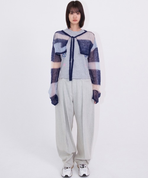 soduk（スドーク）の「patchwork short knit cardigan（カーディガン/ボレロ・レディース・ネイビー/ピンク・ONE SIZE）」の18枚目の写真