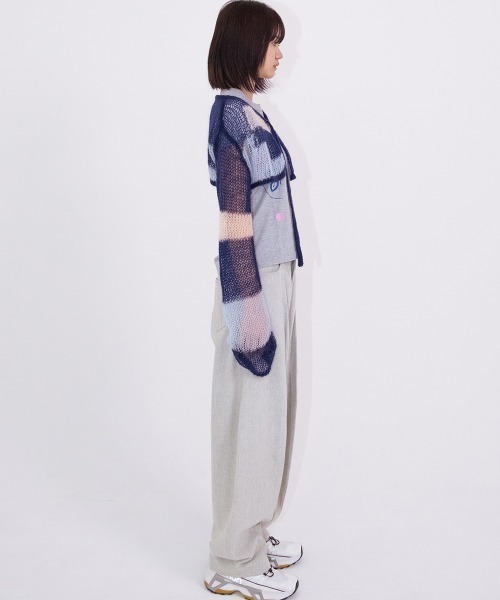 soduk（スドーク）の「patchwork short knit cardigan（カーディガン/ボレロ・レディース・ネイビー/ピンク・ONE SIZE）」の19枚目の写真