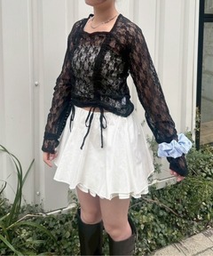 AMERI COMBINATION LACE TOP カラー BLACK COMBINATION LACE TOP（Tシャツ/カットソー）｜Ameri（アメリ