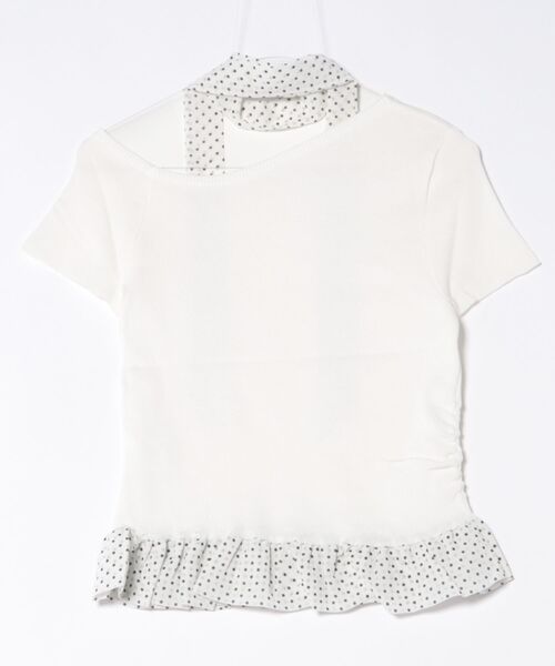 Ritzy(リッツィー)の「3色展開オフショルダー 首元リボン ドット柄のフリル Tシャツ/カットソー(Tシャツ/カットソー・レディース・ブラック/ホワイト/ブルー・FREE)」の18枚目の写真