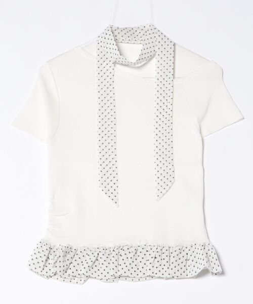 Ritzy(リッツィー)の「3色展開オフショルダー 首元リボン ドット柄のフリル Tシャツ/カットソー(Tシャツ/カットソー・レディース・ブラック/ホワイト/ブルー・FREE)」の21枚目の写真