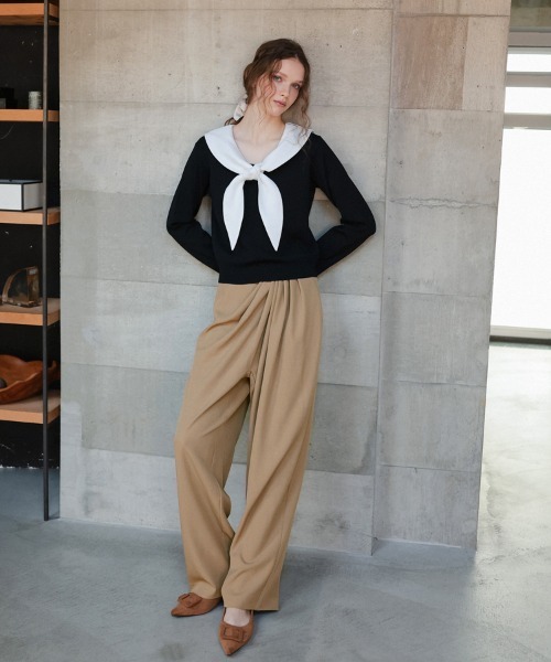 DONOBAN（ドノバン）の「ドレープパンツ（スラックス・レディース・ブラック/グレー/キャメル/アイボリー・LONG/SHORT）」の9枚目の写真