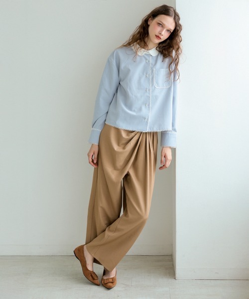 DONOBAN（ドノバン）の「ドレープパンツ（スラックス・レディース・ブラック/グレー/キャメル/アイボリー・LONG/SHORT）」の11枚目の写真