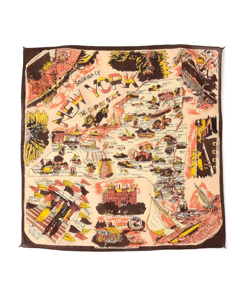 BINDU（ビンドゥー）の「BINDU: マップ バンダナ 25AW（バンダナ/スカーフ・レディース・ベージュ/ネイビー/ブラウン/レッド/ブルー・ONE SIZE）」の3枚目の写真