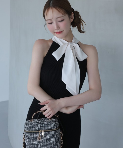 one after another NICE CLAUP（ワンアフターアナザーナイスクラップ）の「【Mode Ribbon Collection】アメスリニットワンピース（ワンピース・レディース・ネイビー/アイボリー/ブラック・FREE）」の14枚目の写真