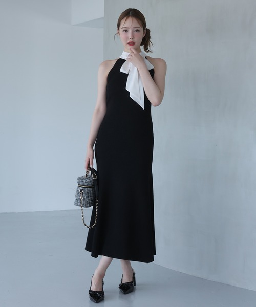 新品　タグ付き　ナイスクラップ アメスリワンピース Black collection】アメスリミニワンピース | one after another