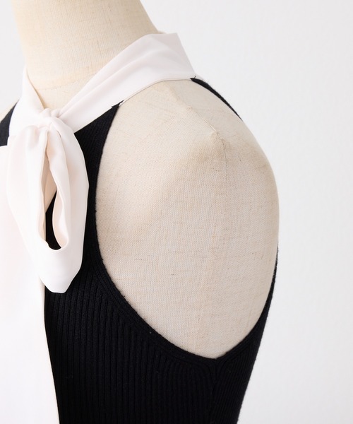 one after another NICE CLAUP（ワンアフターアナザーナイスクラップ）の「【Mode Ribbon Collection】アメスリニットワンピース（ワンピース・レディース・ネイビー/アイボリー/ブラック・FREE）」の6枚目の写真