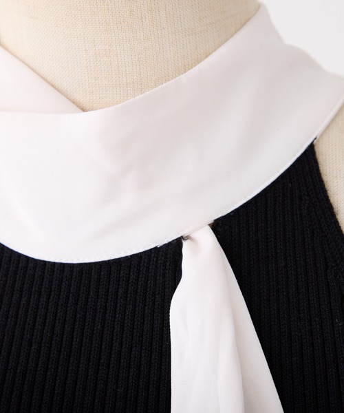 one after another NICE CLAUP（ワンアフターアナザーナイスクラップ）の「【Mode Ribbon Collection】アメスリニットワンピース（ワンピース・レディース・ネイビー/アイボリー/ブラック・FREE）」の7枚目の写真