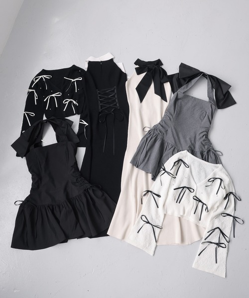 ブラックオフショルダーフリルワンピース　ナイスクラップ　アメスリワンピース Black collection】アメスリミニワンピース | one after another