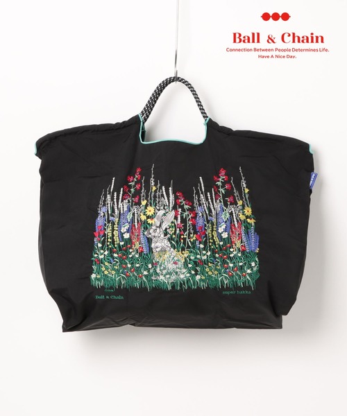 スーパーハッカ　SUPER HAKKA SUPER HAKKA×Ball&Chain 花うさぎ刺繍トートバッグ(L)（トート