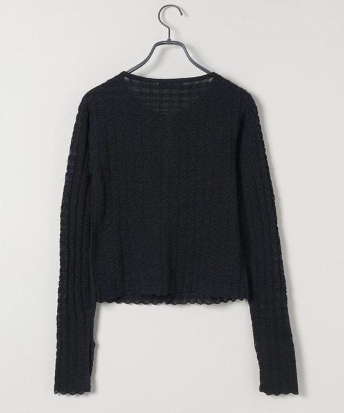 JEANASIS（ジーナシス）の「12Gチェックジャガードクルーカーディガン/590772（カーディガン/ボレロ・レディース・ブラック/ネイビー/レッド/オフホワイト/イエロー・FREE）」の6枚目の写真