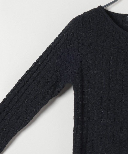 JEANASIS（ジーナシス）の「12Gチェックジャガードクルーカーディガン/590772（カーディガン/ボレロ・レディース・ブラック/ネイビー/レッド/オフホワイト/イエロー・FREE）」の8枚目の写真