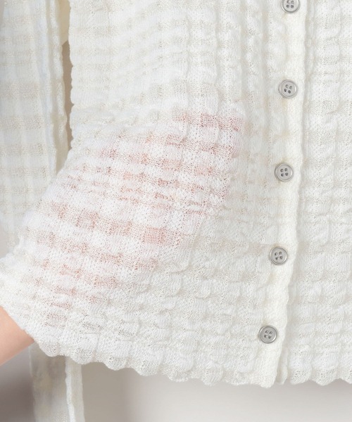 JEANASIS（ジーナシス）の「12Gチェックジャガードクルーカーディガン/590772（カーディガン/ボレロ・レディース・ブラック/ネイビー/レッド/オフホワイト/イエロー・FREE）」の12枚目の写真