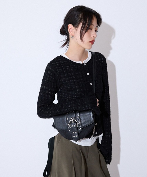 JEANASIS（ジーナシス）の「12Gチェックジャガードクルーカーディガン/590772（カーディガン/ボレロ・レディース・ブラック/ネイビー/レッド/オフホワイト/イエロー・FREE）」の21枚目の写真