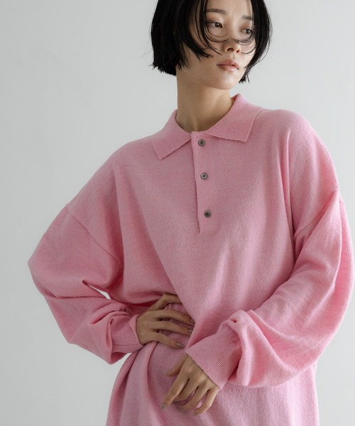 LOWRYS FARM（ローリーズファーム）の「【LFM(U)】ハイゲージニットポロ　 593278（ニット/セーター・メンズ・グレー/その他/ブラック/ピンク・FREE）」の3枚目の写真