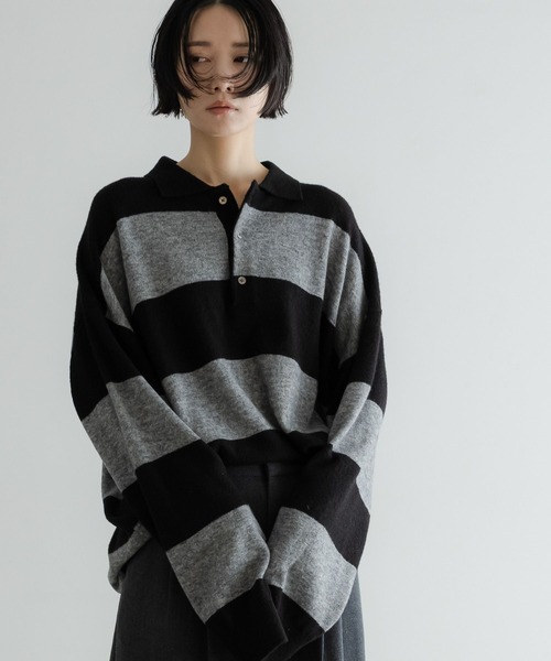 LOWRYS FARM（ローリーズファーム）の「【LFM(U)】ハイゲージニットポロ　 593278（ニット/セーター・メンズ・グレー/その他/ブラック/ピンク・FREE）」の4枚目の写真