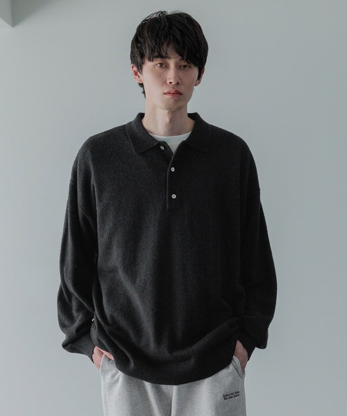 LOWRYS FARM（ローリーズファーム）の「【LFM(U)】ハイゲージニットポロ　 593278（ニット/セーター・メンズ・グレー/その他/ブラック/ピンク・FREE）」の2枚目の写真