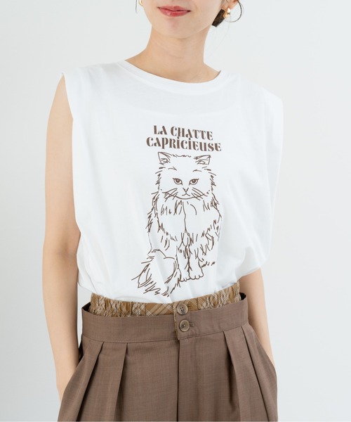 refinedworks(リファインドワークス)の「【refinedworks】アニマルプリント の ノースリーブトップス(Tシャツ/カットソー・レディース・ブラウン/チャコールグレー/ブラック・FREE)」の3枚目の写真