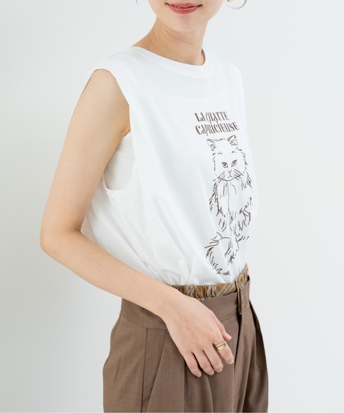 refinedworks(リファインドワークス)の「【refinedworks】アニマルプリント の ノースリーブトップス(Tシャツ/カットソー・レディース・ブラウン/チャコールグレー/ブラック・FREE)」の5枚目の写真