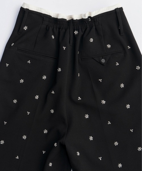 【美品】 VALENZA スパンコール刺繍 パンツ 38 ブラック 25AW PRE-ORDER】Sequin Flower Shorts/スパンコールフラワー