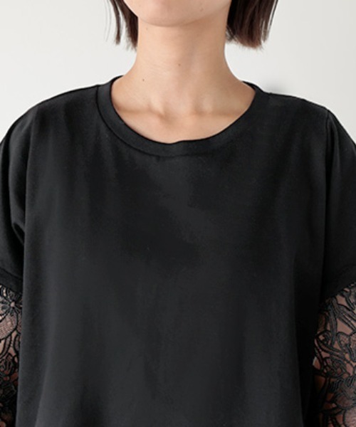 HUG.U(ハグユー)の「レース袖Tシャツ(Tシャツ/カットソー・レディース・ホワイト/ブラック・FREE)」の16枚目の写真