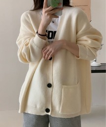深Vネック ニット ロング カーディガン