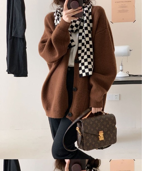 kirakiraShop(キラキラショップ)の「深Vネック ニット ロング カーディガン(カーディガン/ボレロ・レディース・ブラック/ホワイト/ブラウン/レッド/グリーン/チャコール・FREE)」の16枚目の写真