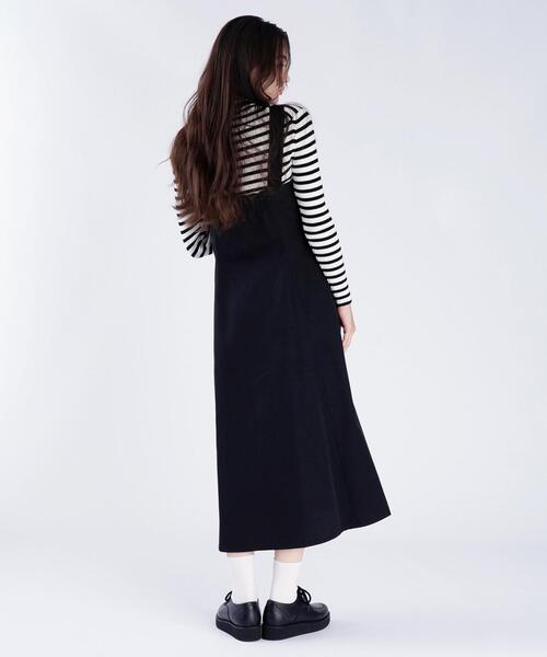 To b. by agnes b.(トゥービーバイアニエスベー)の「ロング ジャンパードレス(ワンピース・レディース・ブラック・40/36/38)」の5枚目の写真