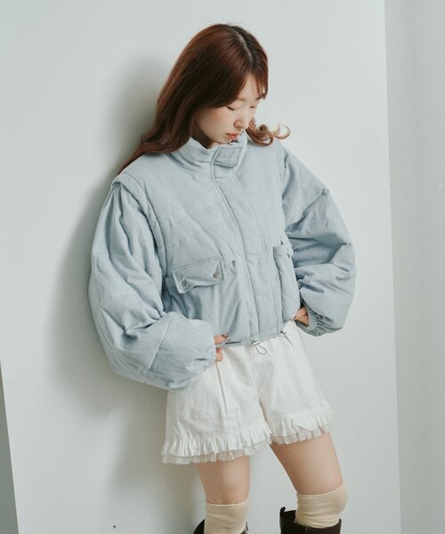 Kastane（カスタネ）の「ダブルフリルショートパンツ（その他パンツ・レディース・ネイビー/オフホワイト・FREE）」の3枚目の写真