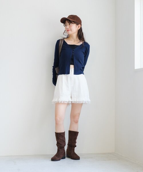 Kastane（カスタネ）の「ダブルフリルショートパンツ（その他パンツ・レディース・ネイビー/オフホワイト・FREE）」の7枚目の写真