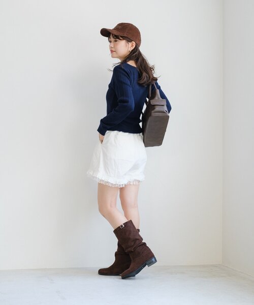Kastane（カスタネ）の「ダブルフリルショートパンツ（その他パンツ・レディース・ネイビー/オフホワイト・FREE）」の17枚目の写真