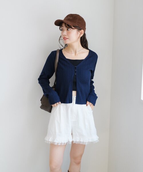 Kastane（カスタネ）の「ダブルフリルショートパンツ（その他パンツ・レディース・ネイビー/オフホワイト・FREE）」の12枚目の写真