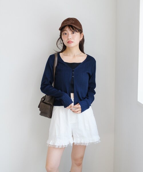 Kastane（カスタネ）の「ダブルフリルショートパンツ（その他パンツ・レディース・ネイビー/オフホワイト・FREE）」の18枚目の写真