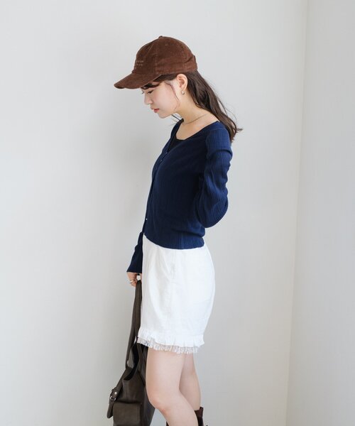 Kastane（カスタネ）の「ダブルフリルショートパンツ（その他パンツ・レディース・ネイビー/オフホワイト・FREE）」の11枚目の写真