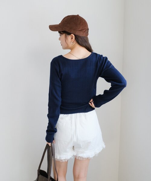 Kastane（カスタネ）の「ダブルフリルショートパンツ（その他パンツ・レディース・ネイビー/オフホワイト・FREE）」の16枚目の写真