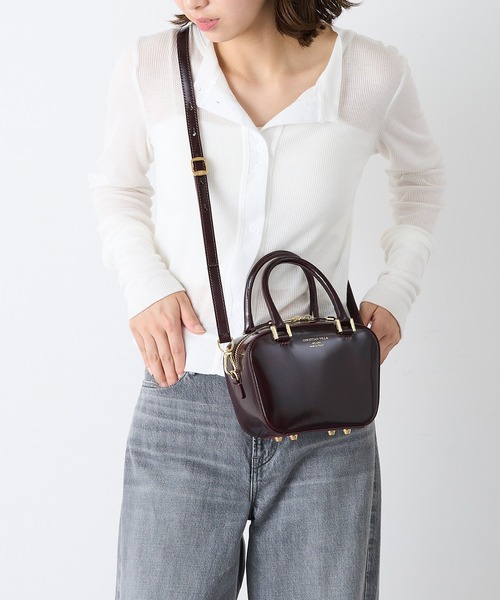 CHRISTIAN VILLA（クリスチャンヴィラ）の「【CHRISTIAN VILLA】ガラスレザー 2way台形ミニボストンバッグ 6346（ボストンバッグ・レディース・バーガンディー/ブラック・FREE）」の14枚目の写真