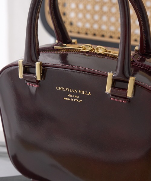 CHRISTIAN VILLA（クリスチャンヴィラ）の「【CHRISTIAN VILLA】ガラスレザー 2way台形ミニボストンバッグ 6346（ボストンバッグ・レディース・バーガンディー/ブラック・FREE）」の18枚目の写真